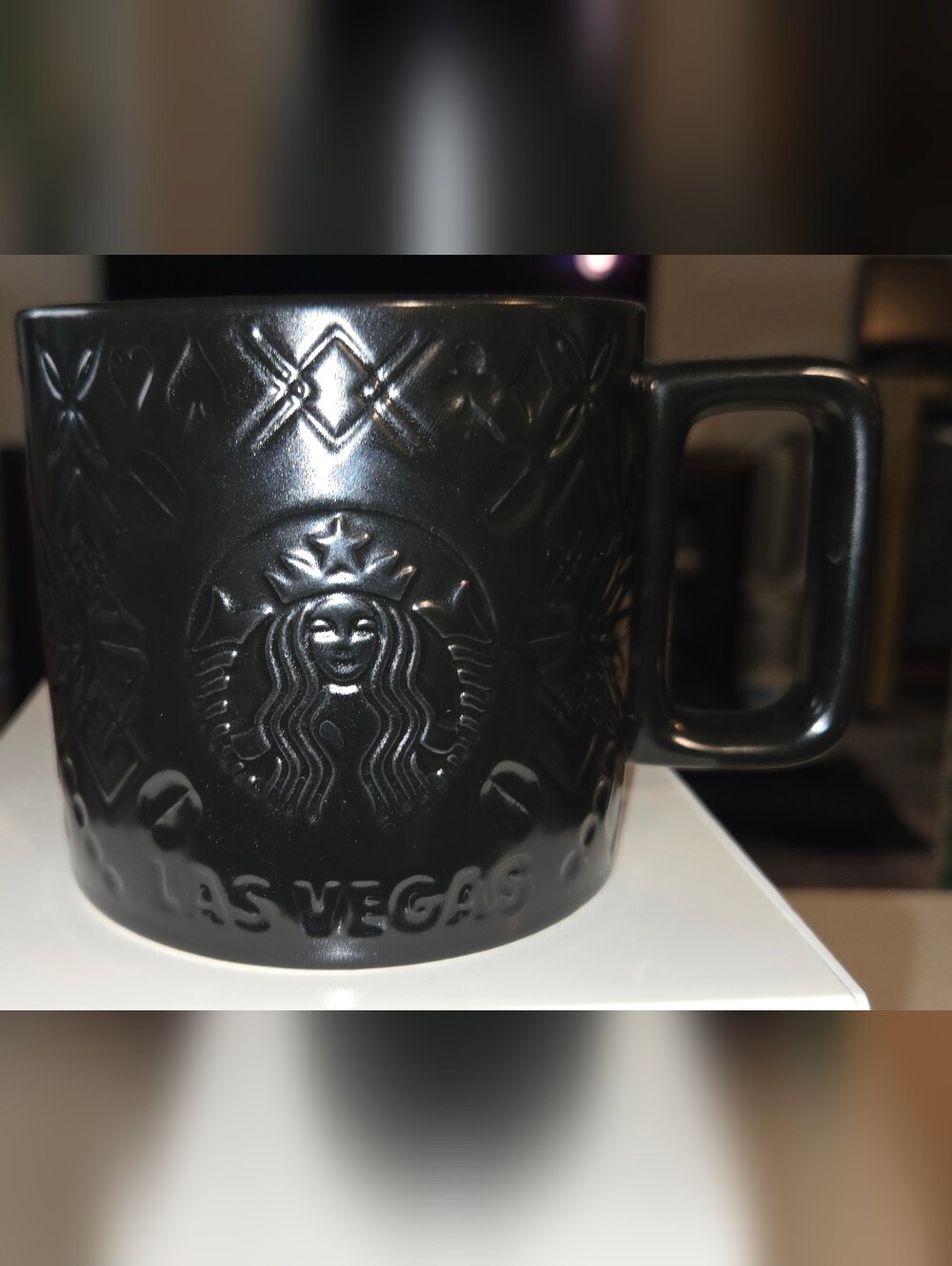 NWOT Starbucks Black Embossed Las Vegas Ceramic Mug 14oz 2023